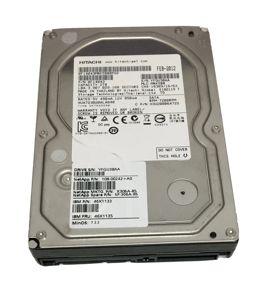 2TB Hitachi SATA 6.0 Gb/s Festplatte HDD 3.5 Zoll - Bild 1 von 1