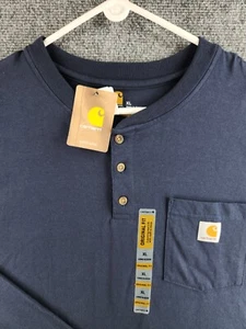 NUEVO CON ETIQUETAS Camiseta Carhartt Henley Manga Larga Azul Marino Hombres Algodón Ajuste Original XL - Imagen 1 de 15