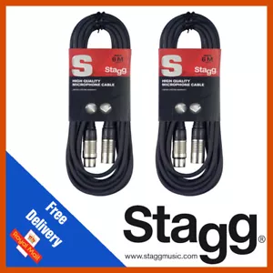 Stagg 2 x 3M Black XLR Male to Female Microphone Lead & Audio Signal Cable Pack - Picture 1 of 1