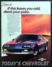 1985 Chevrolet Camaro Z28 Coupe photo "Cold? Check Your Pulse" vintage print ad