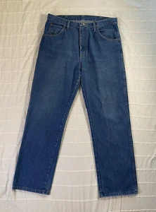 Legendary Gold Jeans Men's Size 35x30 Baggy Wide Leg Y2K 100% Cotton Blue Jeans - Picture 1 of 11