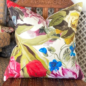 DESIGNERS GUILD ORANGERIE ROSE FABRIC CUSHION COVER 18x18"  NATURAL REVERSE - Picture 1 of 1