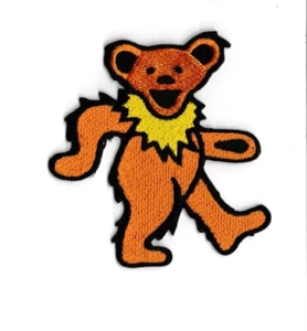 ORANGE BEAR PATCH 3" embroidered iron on dead patches dancing grateful bears - Picture 1 of 1