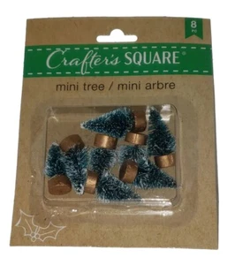 CRAFTER'S SQUARE grüne Sisal Flaschenbürste beflockt 1,5" Dorfplattform 8 Bäume - Bild 1 von 5