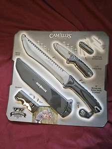  CAMILLUS 16" MACHETE W/ SHEATH POCKET & FOLDING KNIFE COMPASS ECT - Picture 1 of 2