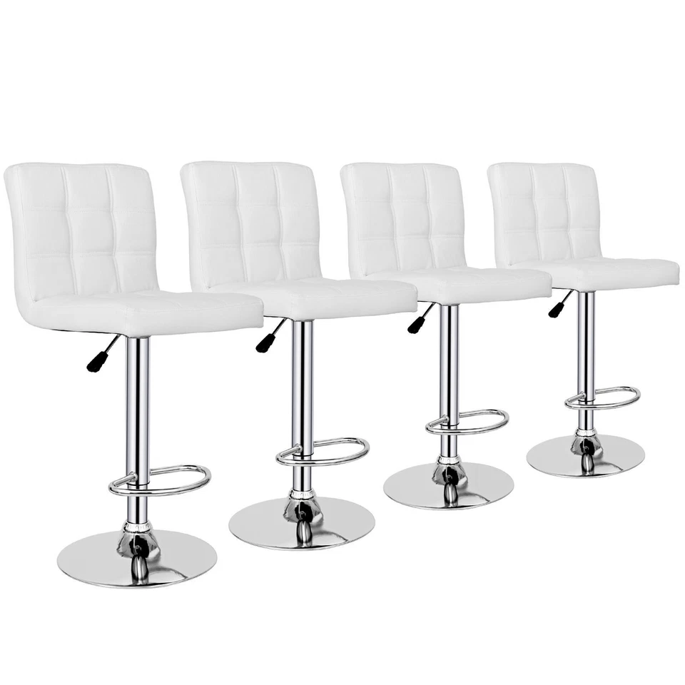 Set of 4  Modern Bar Stools w/3 Level Gas Rod Metal Frame PU Leather Chairs - Image 1 of 1