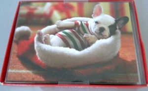 Avanti French Bulldog Puppy in Stocking 14cnt Christmas Cards - Picture 1 of 1