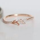 Marquise Cut Lab-Created Diamond Leaf Eternity Ring Band 14K Rose Gold Plated