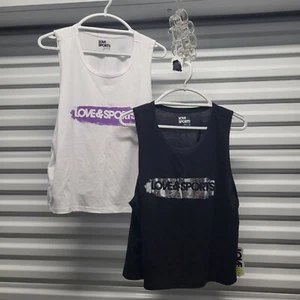 Love & Sports Women's Muscle Tank Tops, Black & White, XLarge - NWT - Picture 1 of 14