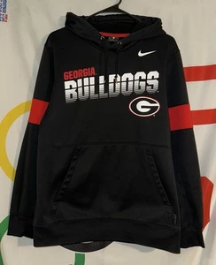 Nike Georgia Bulldogs Hoodie Medium Black Football Sweatshirt Dri Fit - Picture 1 of 6