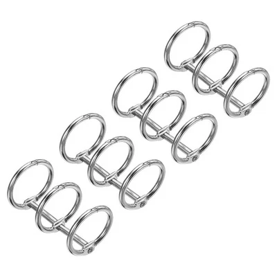 4Pcs 3 Circle Binder Rings 0.79" Metal Book Rings Loose Leaf Ring Silver Tone - Image 1 of 4