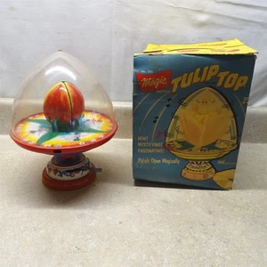 Vintage Tin J. Chein Wind Up "Magic Tulip Top" Toy + Box, U.S.A. Works - Picture 1 of 16