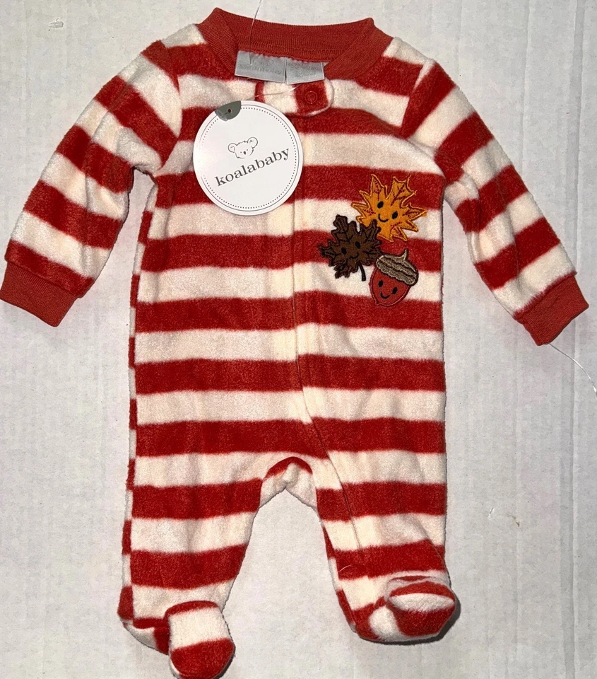 KOALA BABY fleece sleeper rust/white FALL LEAF motif size NEWBORN - Image 1 of 1