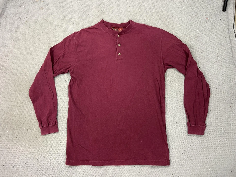 Camisa masculina High Sierra média Borgonha Henley manga longa Mervyns caminhada Gorpcore - Imagem 1 de 4