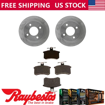 Rear Kit Brake Rotors + Metallic Pads & Hardware For 1984-1985 Audi 5000 - Image 1 of 4