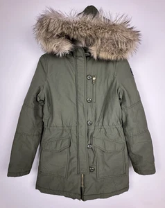 American Eagle Puffer Parka Jacke Damen S Small grün Sherpa Kunstfell Kapuze - Bild 1 von 21