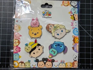 Disney Parks 2016 Tsum Tsum Pin Pack Set Of 4: Stitch, Pooh, Pinocchio, Frozen - Picture 1 of 2