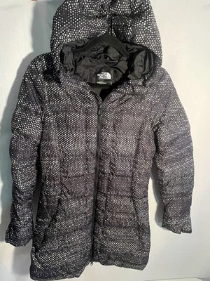 North Face Готэм гуся пальто женщин маленький S черный Donegal печати куртка - Изображение 1 из 4