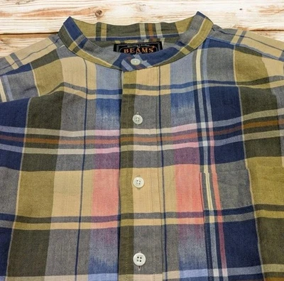 Beams Plus Stand Collar Pullover Shirt, Check Size S, Men's - Image 1 of 4