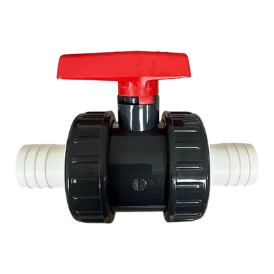 PVC Kugelhahn 2 Wege Schlauchtülle 38 mm Pool Teich Schwimmbad - Bild 1 von 2