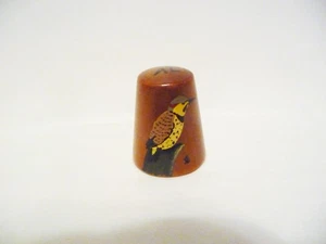 THIMBLE  HANDPAINTED PINE WOOD CARRADUS  "AL" STATE BIRD & FLOWER - Picture 1 of 6