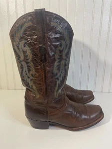 Vaccari Womens Boots Size 11 Cowboy Western Brown Square Toe Leather Roper - Picture 1 of 10