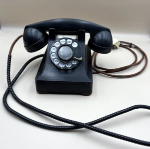 Antique Black Desk Telephone Rotary Dial Bell Systems Western Electric - Picture 1 of 12