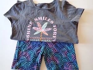 Girls Outfit Lot of 2 Carter's 14/14A Gray T Shirt and So Size 14 Bike Shorts - Picture 1 of 16