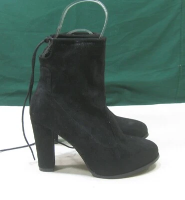 Black 4"High Block Heel ANKLE LACE Sexy Ankle Boots  women Size 9.5 - Image 1 of 4
