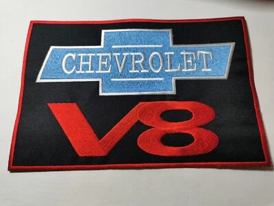 1x CHEVROLET V8 XL Aufnäher Patch Rennsport Auto 19,5x13cm