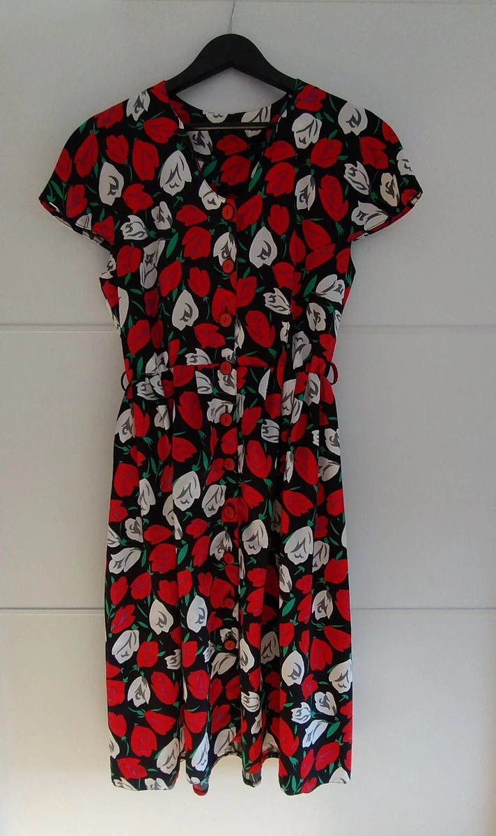 Mädchen Tulpen-Kleid In Schwarz-Rot – Mit Dekorativen Flügeln Und Satinband, Elastisches Oberteil
