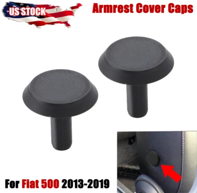 2PCS For Fiat 500 2013-2019 Armrest Cover Caps ABS Material In Black 2018 2017 - Image 1 of 4
