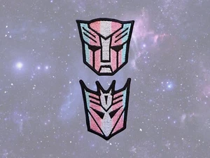 Trans-Formers Embroidered Iron-On Patches (2pk) Autobot and Decepticon Symbols - Picture 1 of 1