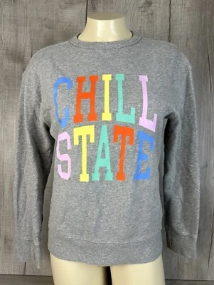 Sudadera Antigua Azul Marino Cuello Redondo Gris Chill State Logo Estampado Niñas XL 14-16 Foto 1 de 4