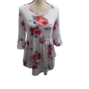 Vestido patinador manga campana floral túnica pequeño sin marca talla única ver medidas - Imagen 1 de 4