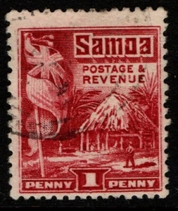 Samoa 1921 1d lake Native Hut perf 14 x 13½ SG154 Used - Bild 1 von 1
