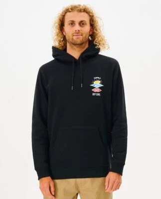 Rip Curl Hoodie Fleece Long Sleeved Mens Black Search Icon Hoody - Image 1 of 3