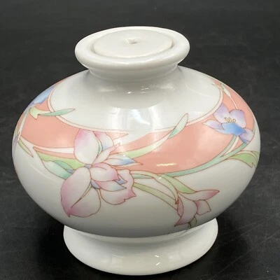 Tarro de popurrí pastel porcelana albaricoque Fiona vintage años 80 Wicks N Sticks Japón Foto 1 de 4