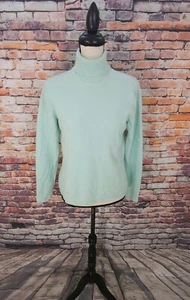 Casual Corner Long Sleeve Light Blue Turtleneck 100% CASHMERE Pullover Sweater - Picture 1 of 6