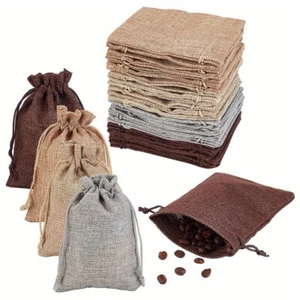 1Bag 32Pcs 4Colors Burlap Gift Bags Imitation Burlap Packing Pouches - Picture 1 of 8