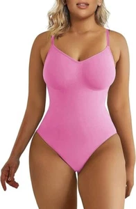 SHAPERX Tummy Control Body Shaper Seamless Thong, Pink, 5215, S/M - Picture 1 of 10