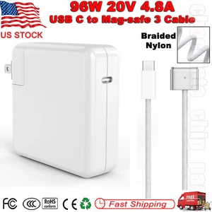 USB-C to Mag-Safe 3 Charger for Apple MacBook Pro 14" 16" 2021 A2363 + 2m Cable  - Picture 1 of 11