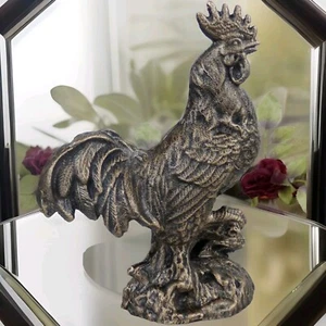 Eisen Hahn Skulptur Gockel Gusseisen Figur Landhaus Gartenfigur Deko 28 cm  - Bild 1 von 5