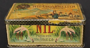 Alte Blechdose Ägypten Zigaretten NIL K.K. Tabak Regie Cigarettes Tin - Um 1900 - Bild 1 von 11