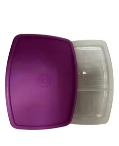 TUPPERWARE Packette Divided Aqua or Purple Side by Side Slimline Lunch Box - Picture 1 of 2