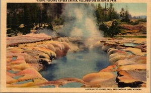 Vintage Linen Yellowstone Postcard Oblong Geyser Crater Wyoming WY Haynes 10100 - Picture 1 of 3