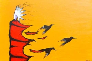 Stücke Vögel Kunstdruck bemalt Poster Vintage Wanddeko für Zuhause & Geschenk - Bild 1 von 1