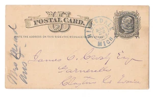UX5 Hillsdale Mich 1878 Double Ring Blue CDS Bullseye Target SOTN Fancy Cancel - Picture 1 of 2