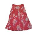 New Oilily Womens Fully Lined Long Red Floral Skirt Size Medium