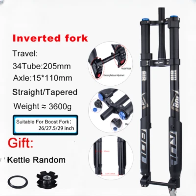 Inverted MTB Bicycle Fork 15*110mm AM DH Downhill Bike Suspension Air Forks - Image 1 of 4